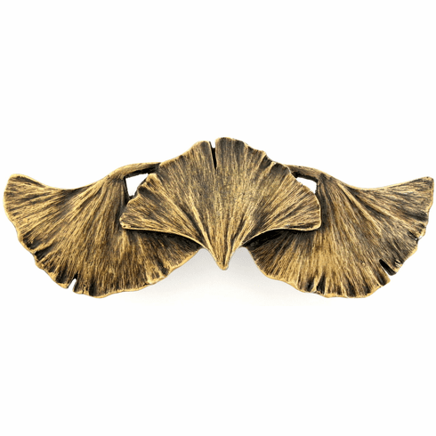 NHP-647-AB Ginkgo Leaf Pull Antique Brass 3" CC 4-3/8" x 1-5/8" 7/8" Proj Woodland Collection by Notting Hill