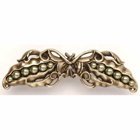 NHP-650-AB Pearly Peapod Pull Antique Brass 3" CC 5" x 1-1/2" 1-1/8" Proj Kitchen Garden Collection by Notting Hill