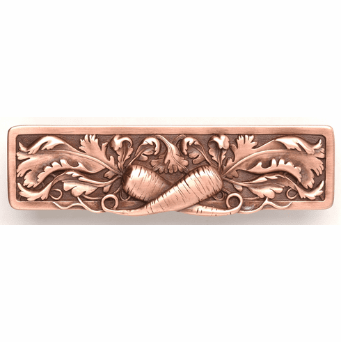NHP-652-AC Leafy Carrot Pull Antique Copper 3" CC 4-7/8" x 1-3/8" 7/8" Proj Kitchen Garden Collection by Notting Hill