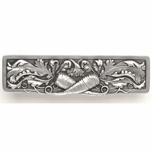 NHP-652-BP Leafy Carrot Pull Brilliant Pewter 3" CC 4-7/8" x 1-3/8" 7/8" Proj Kitchen Garden Collection by Notting Hill