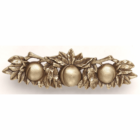 NHP-654-AB Georgia Peach Pull Antique Brass 3" CC 5" x 1-1/2" 7/8" Proj Kitchen Garden Collection by Notting Hill