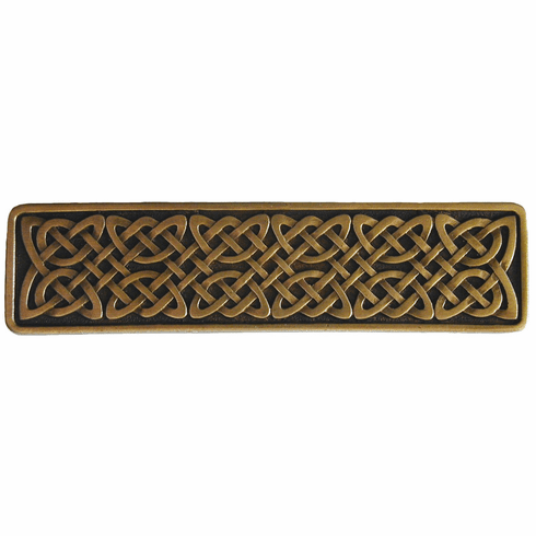 NHP-657-AB Celtic Isles Pull Antique Brass 3" CC 3-7/8" x 1" 7/8" Proj Nouveau Collection by Notting Hill