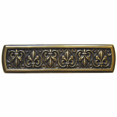 NHP-660-AB Fleur-de-Lis Pull Antique Brass 3" CC 4" x 1" 7/8" Proj Chateau Collection by Notting Hill
