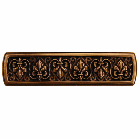 NHP-660-AC Fleur-de-Lis Pull Antique Copper 3" CC 4" x 1" 7/8" Proj Chateau Collection by Notting Hill