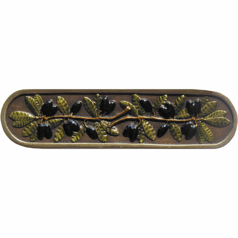 NHP-669-BHT Olive Branch Pull Hand-tinted Antique Brass 3" CC 4" x 1" 7/8" Proj Tuscan Collection by Notting Hill