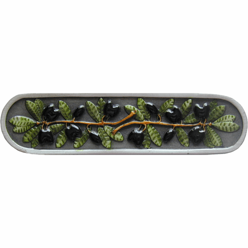 NHP-669-PHT Olive Branch Pull Hand-tinted Antique Pewter 3" CC 4" x 1" 7/8" Proj Tuscan Collection by Notting Hill