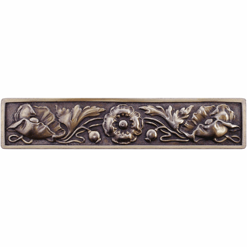 NHP-675-AB Poppy Pull Antique Brass 3" CC 4-7/8" x 1" 7/8" Proj English Garden Collection by Notting Hill