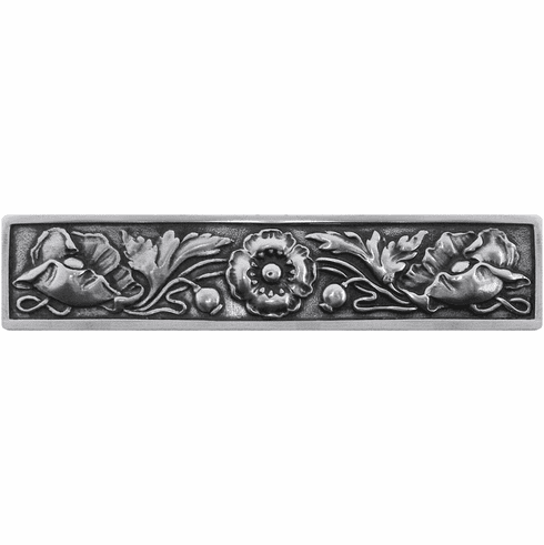 NHP-675-BP Poppy Pull Brilliant Pewter 3" CC 4-7/8" x 1" 7/8" Proj English Garden Collection by Notting Hill