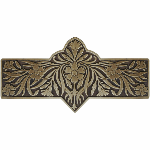 NHP-678-AB Dianthus Pull Antique Brass 3" CC 4-3/8" x 2-1/4" 7/8" Proj English Garden Collection by Notting Hill