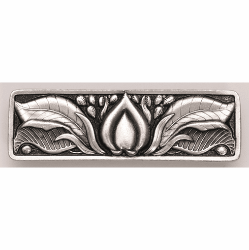NHP-681-BP Hope Blossom Pull Brilliant Pewter 3" CC 4-1/8" x 1-3/8" 7/8" Proj Nouveau Collection by Notting Hill