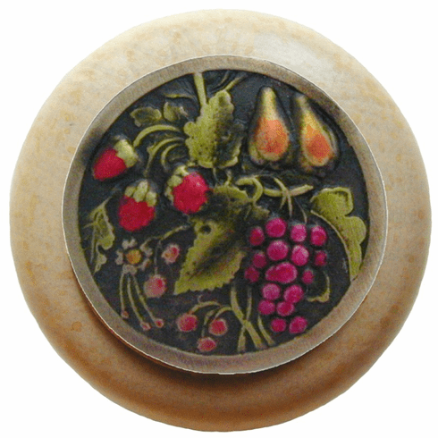 NHW-713N-BHT Tuscan Bounty Wood Knob in Hand-tinted Antique Brass/Natural wood finish 1-1/2" Dia 1-1/8" Proj Tuscan Collection by Notting Hill
