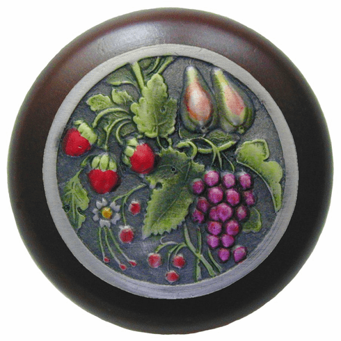 NHW-713W-PHT Tuscan Bounty Wood Knob in Hand-tinted Antique Pewter/Dark Walnut wood finish 1-1/2" Dia 1-1/8" Proj Tuscan Collection by Notting Hill