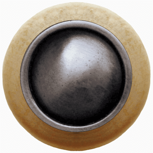 NHW-761N-AP Plain Dome Wood Knob in Antique Pewter/Natural wood finish 1-1/2" Dia 1-1/8" Proj Classic Collection by Notting Hill