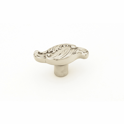 Schaub 996-WB Cantata, Oblong Knob, with wave designs in Polished White Brass