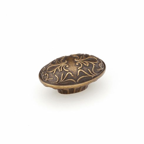 Schaub 993-DIA Cantata, Oval Knob, 5/8" cc Scrolled designs with Petals on base in Dark Italian Antique Finish