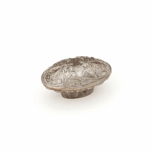 Schaub 993-MSL Cantata, Oval Knob, 5/8" cc Scrolled designs with Petals on base in Monticello Silver Finish