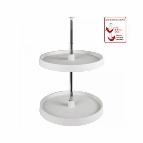 Hardware Resources PLSR228 28" Diameter Round Plastic Lazy Susan Set with Twist and Lock Adjustable Pole.  Includes 2 Shelves, 1 Mounting Pole, Mou