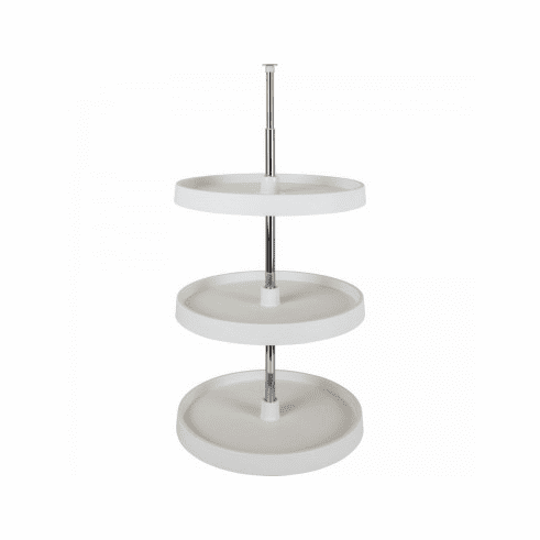 Hardware Resources PLSR2318 18" Diameter Round Plastic Lazy Susan Set with Twist and Lock Adjustable Pole.  Includes 3 Shelves, 1 Mounting Pole, Mou