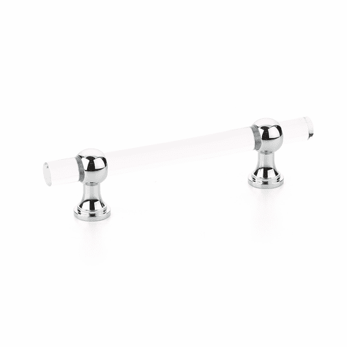 Schaub 414-26 Lumiere Transitional, Adjustable acrylic bar pull, 4" cc, with Polished Chrome stems