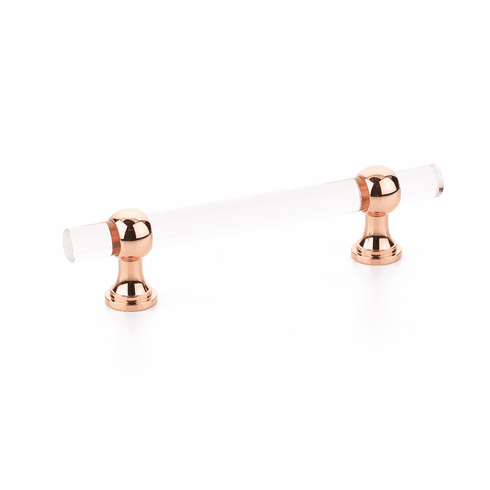Schaub 414-PRG Lumiere Transitional, Adjustable acrylic bar pull, 4" cc, with Polished Rose Gold stems