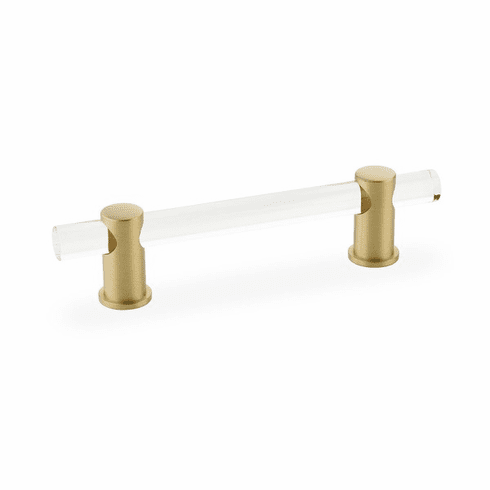 Schaub 404-SB Lumiere, adjustable acrylic bar pull, 4" cc, with Satin Brass stems