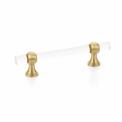 Schaub 414-SB Lumiere Transitional, Adjustable acrylic bar pull, 4" cc, with Satin Brass stems