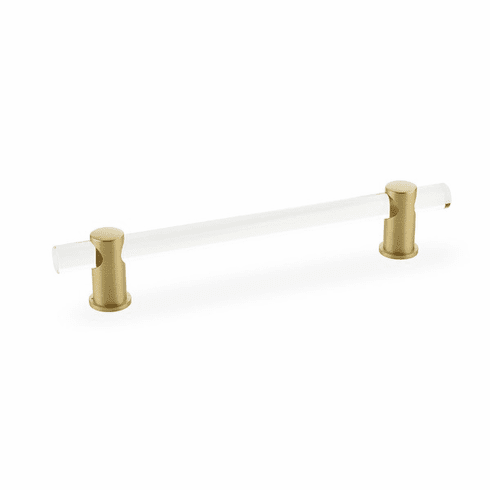 Schaub 406-SB Lumiere, adjustable acrylic bar pull, 6" cc, with Satin Brass stems