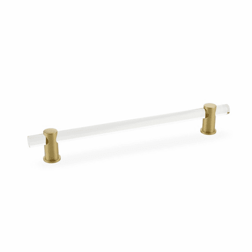 Schaub 408-SB Lumiere, adjustable acrylic bar pull, 8" cc, with Satin Brass stems