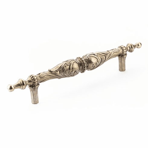 Schaub 998-MSL Cantata Pull, 12" cc in Monticello Silver Finish, with beading and scrolls