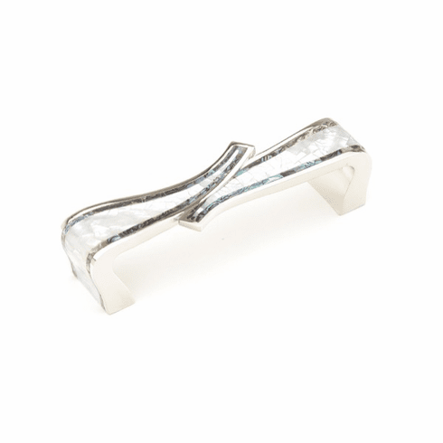 Schaub 662-PN Avalon Bay, Folded Pull, Imperial Shell and Mother of Pearl inlaid on Solid Brass, Polished Nickel Finish