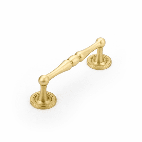 Schaub 579-SB Atherton, Pull, 4" cc with plain footplate, Satin Brass