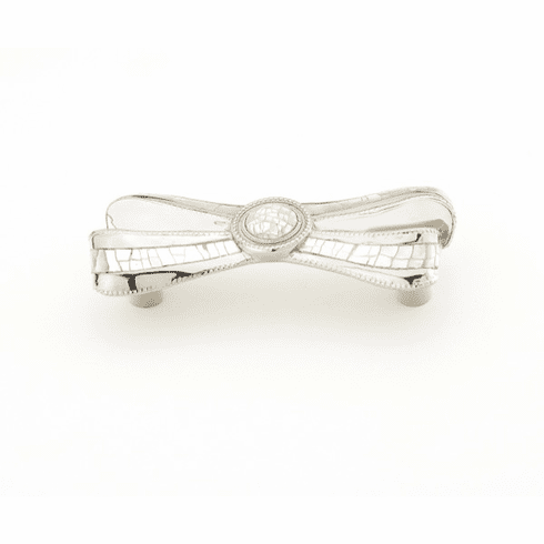 Schaub 660-PN Avalon Bay, Ribbon Bow Pull, White Mother of Pearl inlaid on Solid Brass, Polished Nickel Finish