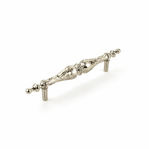 Schaub 997-WB Cantata Pull, 8" cc in Polished White Brass, with beading and scrolls