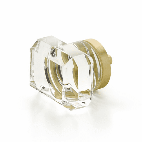 Schaub 52-SB City Lights, Rectangular Glass knob with brass base in Satin Brass