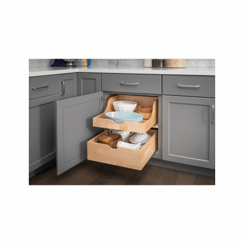 Hardware Resources RO33-WB Preassembled Rollout Shelf System for 33" Cabinet Openings.  Featuring 21" Undermount Soft Closing Drawer Slides.   Prea