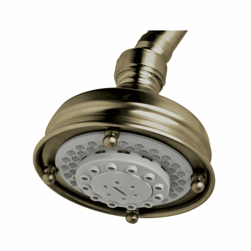 ROHL 1085/8STN Rohl Three Function 4^ Diameter Santena Five Jet Shower Rose Showerhead With 1/2^M Inlet Swivel And Flow Restrictor In Satin Nickel