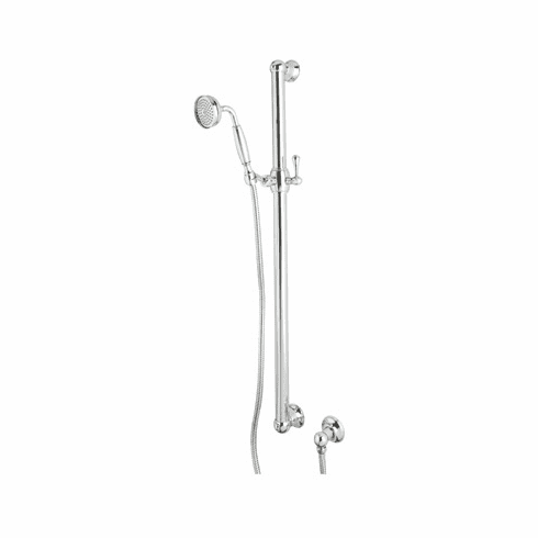 ROHL 1272EIB **Kit** Rohl Grab Bar Set In Inca Brass With 1270 All Brass 36^ Decorative Grab Bar And Lever Handle Slider 1101/8E Single Function Brass Handle Handshower