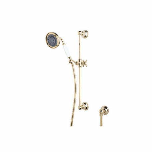 ROHL 1310TCB Rohl Shower Merchandise Pak Classic Handshower Set In Tuscan Brass With The 1200 Rail 1150/8 Handshower 16295 Hose And 1295 Wall Outlet