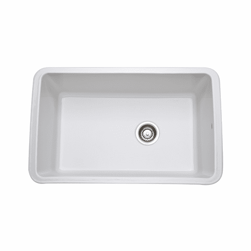 ROHL 6307-00 Allia 31^ Single Bowl Undermount Fireclay Kitchen Sink In White 31 1/8^ X 19 5/8^ X 11^ With 10^ Internal Bowl Depth And Single 3 1/2^ Drain