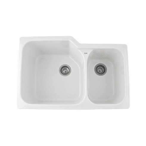 ROHL 6337-68 Allia 1 1/2 Bowl Undermount Only Kitchen Sink With Large Bowl On The Left And Small Bowl On The Right In Pergame Biscuit Fireclay 33^ X 22^