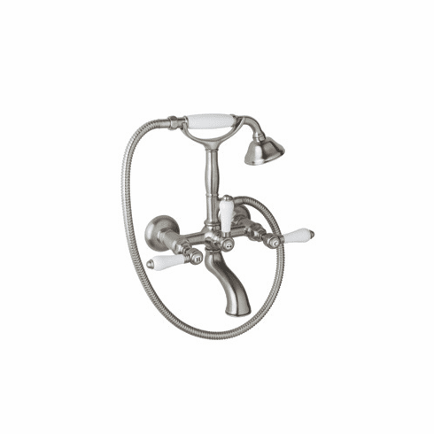 ROHL A1401XMPN Rohl Country Bath Exposed Wall Mounted Tub Shower Mixer In Polished Nickel With Porcelain Insert Handshower And Cross Handles