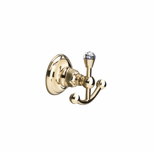 ROHL A1481CPN Rohl Country Bath Wall Mounted Double Robe Hook Clothes Hanger In Polished Nickel With Crystal Accent