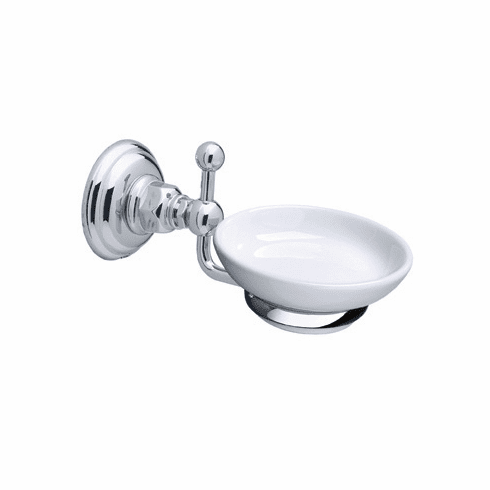 ROHL A1487PN Rohl Country Bath Wall Mounted Soap Dish Holder In Polished Nickel With White Porcelain Tray