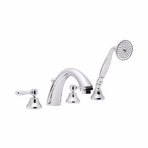 ROHL A2764LMIB Rohl Country Bath Verona Four Hole Deck Mount Tub Filler In Inca Brass With Handshower And Metal Levers