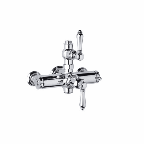 ROHL A4917XMSTN Rohl Country Bath Exposed Thermostatic Valve With Volume Control And With Cross Handle On The Volume Control And Metal Lever On The Temperature