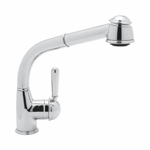 ROHL R7903LMAPC Rohl Single Hole Side Metal Lever Country Pullout Kitchen Faucet In Polished Chrome With 9 5/8^ Reach Long Handspray And Hose