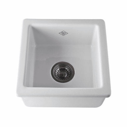 ROHL RC1515WH Shaws Belthorn Single Bowl Undermount Or Drop In White Fireclay Kitchen Or Bar/Food Prep Sink 15^ X 15^ X 7 17/32^ Deep With 3 1/2^ Drain