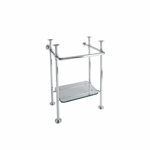 ROHL RW2231STN Wash Stand In Satin Nickel 22 1/2^ Wide With Glass Shelf For Use With Perrin & Rowe Victorian U.2863Wh Vitreous China Basin Lavatory Sink With Three