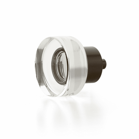Schaub 56-10B City Lights, Round Disc Glass Knob with brass base in Oil Rubbed Bronze