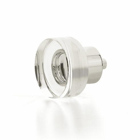 Schaub 56-PN City Lights, Round Disc Glass Knob with brass base in Polished Nickel